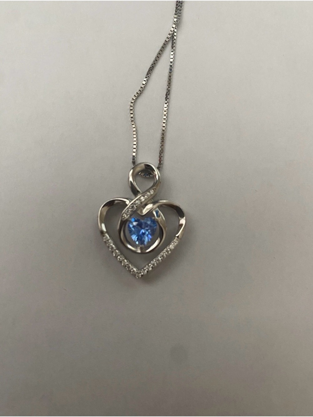 Silver Heart Pendant Necklace with Blue Stone